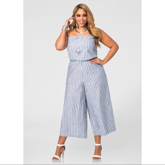 ashley stewart linen jumpsuit